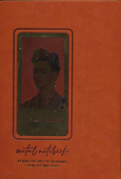 دفتر خط دار عسلي (طرح FRIDA KAHLO،كد 293)،(چرم،لب طلايي،پلاكدار)