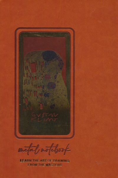 دفتر خط دار عسلي (طرح GUSTAV KLIMT،كد 309)،(چرم،لب طلايي،پلاكدار)